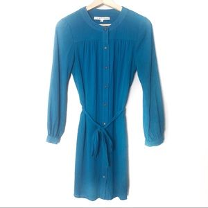 Trina Turk Blue Button up Long Sleeve Dress Size 0
